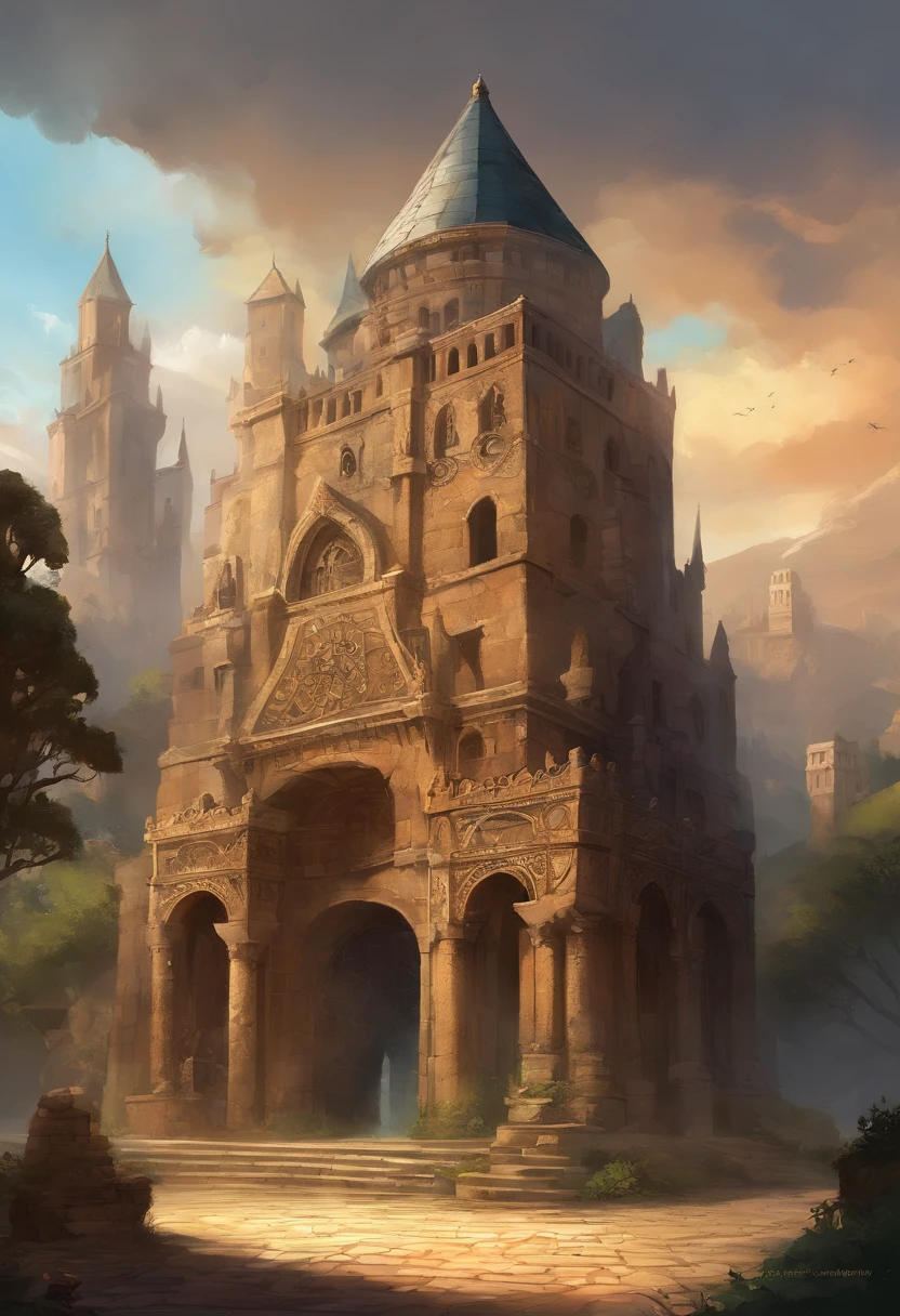 Beautiful illustration of a medieval city street, povo medieval andando pelas ruas, circunstanciado, intrincado. (The medieval town is a cityscape of ancient cobblestones and cobblestone roads that stretch along the winding banks of a serene river. It is surrounded by high stone walls that date back to time immemorial, protegendo seus habitantes dos perigos do mundo exterior.
The House of the Hero Guild:
In the heart of the city, is the majestic House of the Hero Guild. This imposing building is adorned with statues of legendary heroes carved from stone. Its pointed roof is clad in slate shingles and a flag with the guild's emblem, um escudo e espada cruzados, voa ao vento. The entrance is guarded by two guardians in shining armor, who maintain a vigilant posture, ready to welcome adventurers in search of epic quests and glory.
The Den of Thieves:
Escondida nas sombras de becos estreitos, the Thieves' Lair is a clandestine construction, camouflaged among more modest buildings. It's a shadowy stone structure with small, dark windows that never reveal their secrets. The entrance is marked by a secret sign known only to members of the thieves' guild, e uma sinistra aura de sigilo envolve o lugar. Those who dare to enter must be prepared to face treacherous wiles and closely guarded secrets.
The Tower of the Dark God Acolytes:
No ponto mais alto da cidade, stands the Tower of the Acolytes Devoted to Dark Gods. This tower of black obsidian rises above the surrounding buildings, touching the sky with its gothic grandeur. Janelas estreitas e pontiagudas pontuam suas paredes, Casting a dim and ominous light on the darkest nights. The acolytes who reside there are known for their black robes and mysterious rituals, servindo a uma divindade que habita nas profundezas das trevas.)