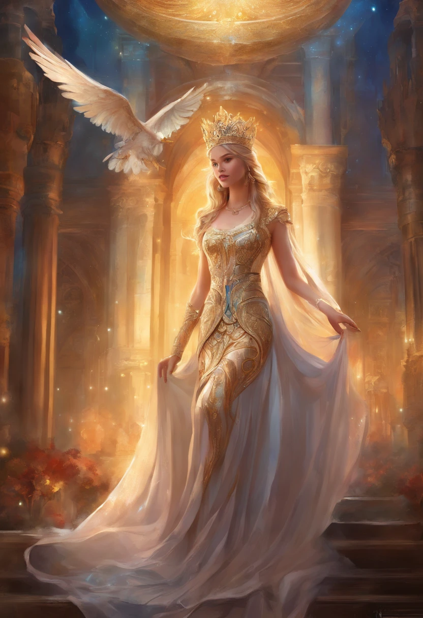 Masterpiece), Best quality, expressive eyes, Perfect face, 1 girl, only, Princess of ancient Ukraine, in short wedding dress, 20 years old, medium breasts, Glamorous, seductive, well-built, Dark royal place, innocent, portrait, cold light, frontal, natural posture, proportional body, perfect body figure, epic, epic, myth, royal, metallic light, regal, nobility, sitting on the throne, legs open,