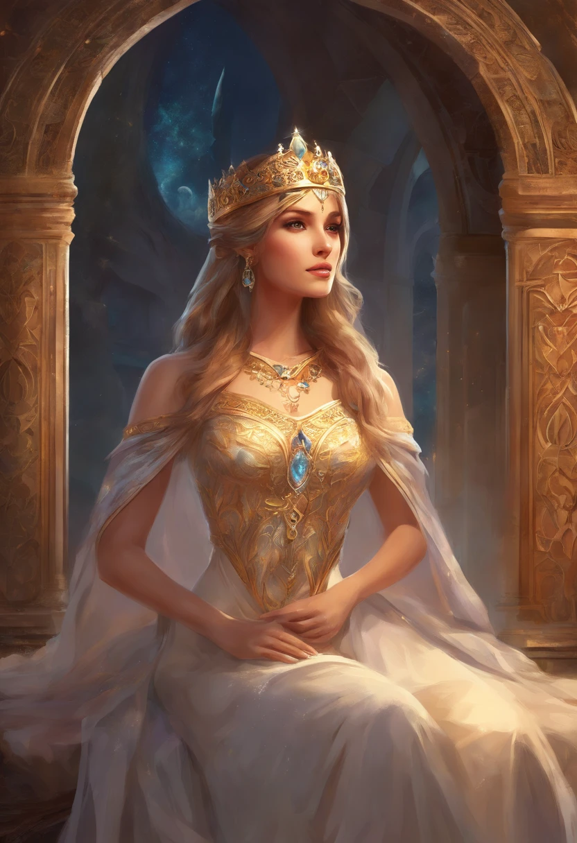 Masterpiece), Best quality, expressive eyes, Perfect face, 1 girl, only, Princess of ancient Ukraine, 20 years old, pubic hair, medium breasts, big hips, Glamorous, seductive, well-built, Dark royal place , innocent, Furthermore, delicate, portrait, Cold light, frontal, Natural posture, Proportional body, Perfect body figure, epic, epic, myth, royal, Metallic light, regal, nobility, Sitting on the throne, legs open,
