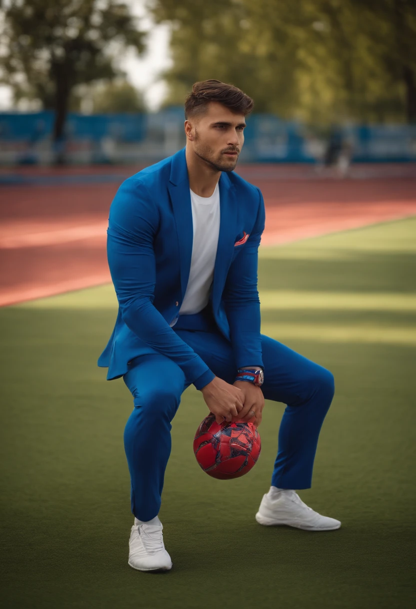 Balkan Young Short Slightly Chunky Man With Sportswear Suit