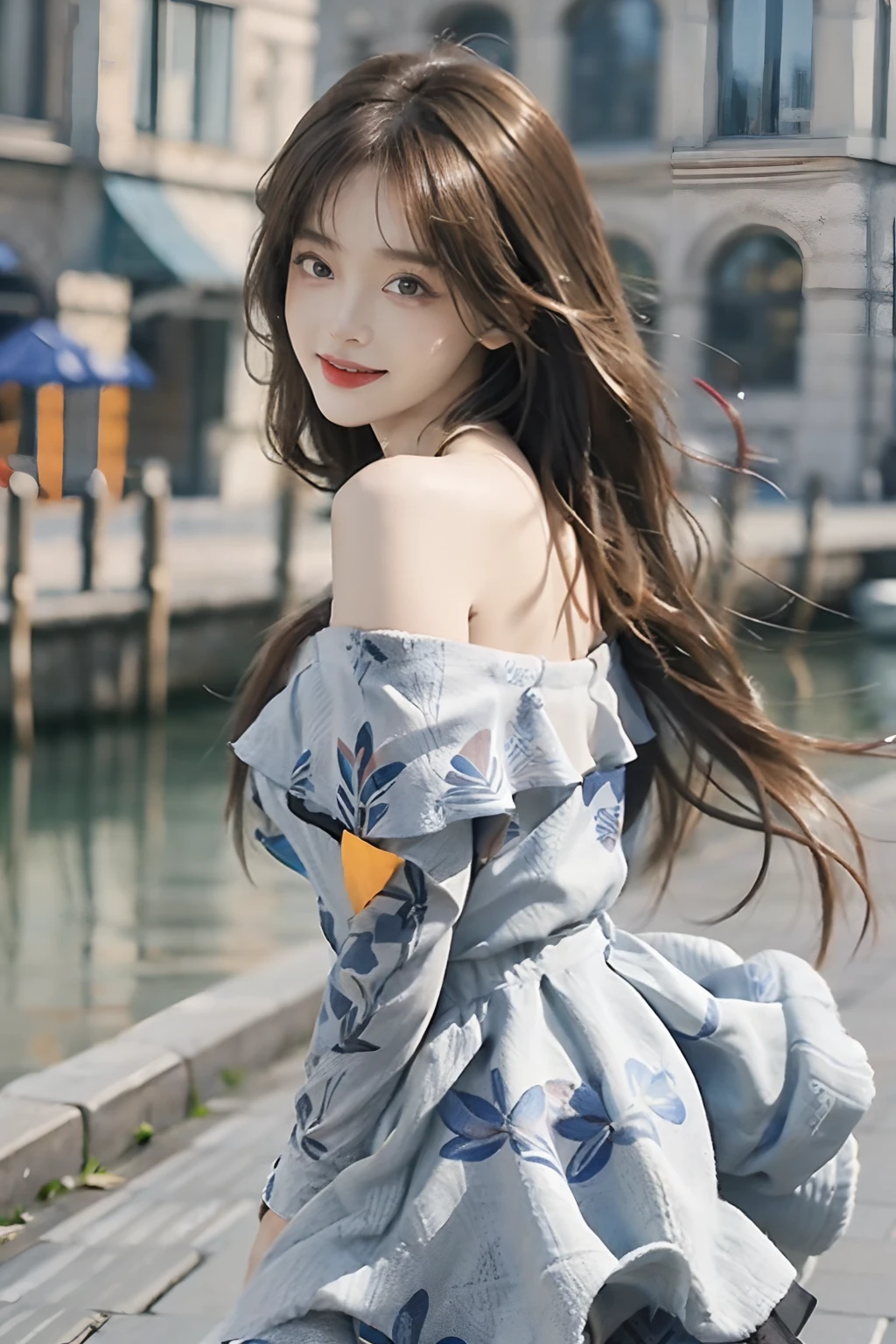 ((top-quality、8K、masterpiece:1.3))、foco nítido:1.2、(realisitic、Photorealsitic:1.37)、((A smile))、Walking、Feet to the viewer、Feet in front of the audience、((((((Patterned)))),pantyhose:1.3))、advance、Beautiful Face Woman、28 year old、pointed chest、NSFW、long eyeslashes、Colorcon、Big 、delicated、Very detailed eyes、Highly detailed eyebrows、((Beautiful ass))、(Sharp Eyebrows)、(Thin eyebrows)、very vey very detailed face、((Brunette short disheveled hair)),Erect ,Clothed、thong、 ((((Off-shoulder rib knit dress))))、(((slit)))frombelow、Stone floor、((Large canals))、Detailed background(8K、masterpiece、top-quality、Raw foto)