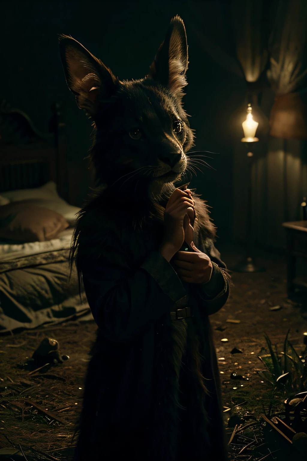 An imaginary, realistic and beautiful fantasy film animal. Scary but touching