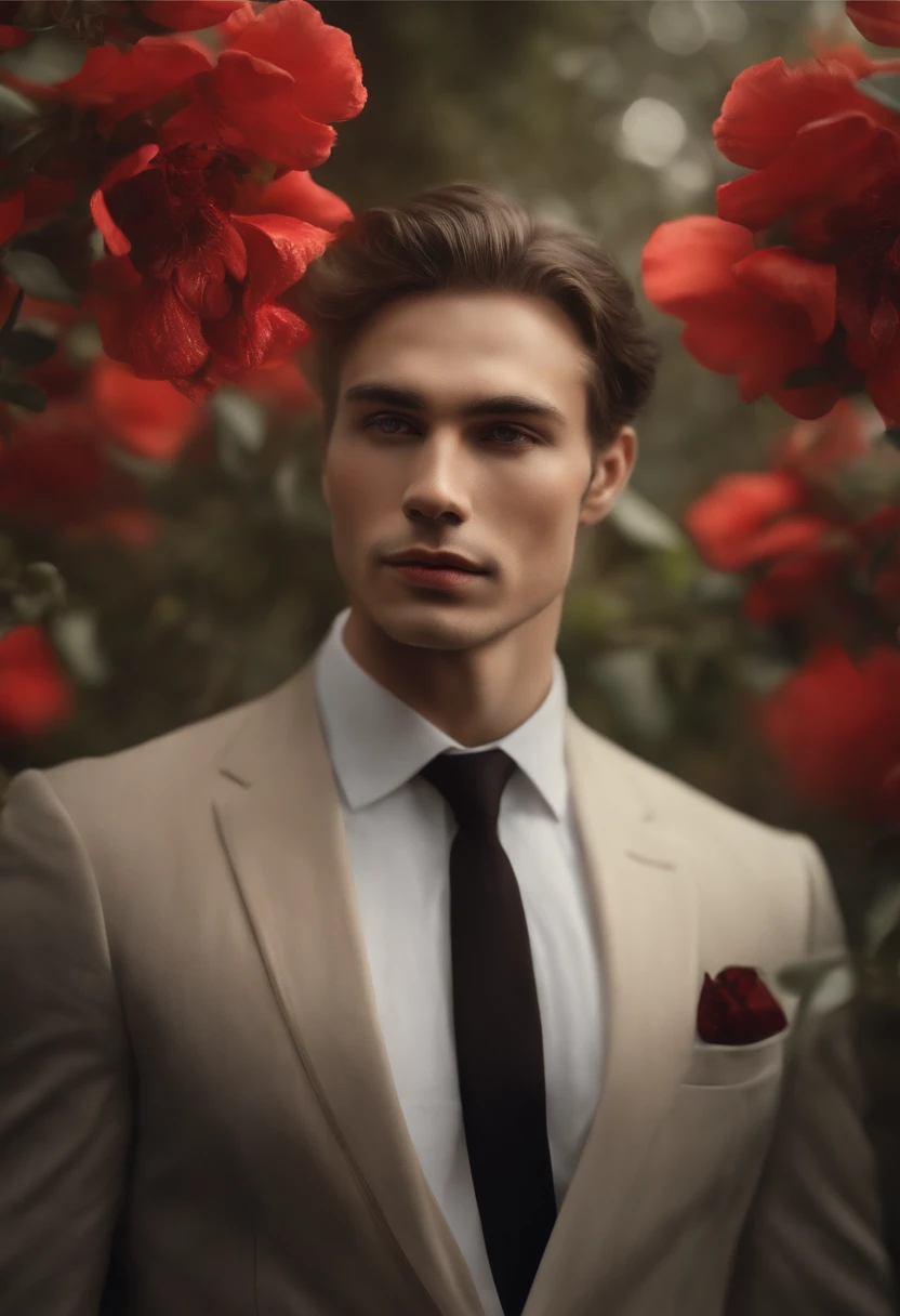 (best quality,highres,masterpiece:1.2),ultra-detailed,(realistic,photorealistic,photo-realistic:1.37),double exposure image with a man in the foreground,red flowers inside him,medium:oil painting,beautiful detailed eyes,soft skin,subtle expression,vivid colors,blurred background,creative lighting,gentle atmosphere,symbolic elements,artistic composition,emotionally captivating,transcendent vibe,surreal touch,dreamy ambiance,harmonious fusion of man and nature,ethereal beauty,organic textures,contrast between the man and flowers,deep meaning,thought-provoking,seamless blend of realism and abstraction,unique perspective,rich storytelling,magical realism,mesmerizing visual impact,exquisite details,graceful movements,Revealing the shape of strong vitality,romantic aura,poetic essence