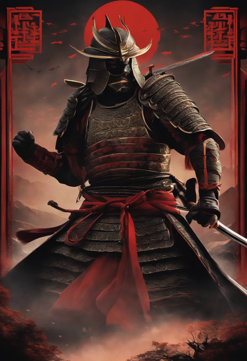 "Create a breathtaking anime-inspired movie poster showcasing the legendary samurai in all his glory."