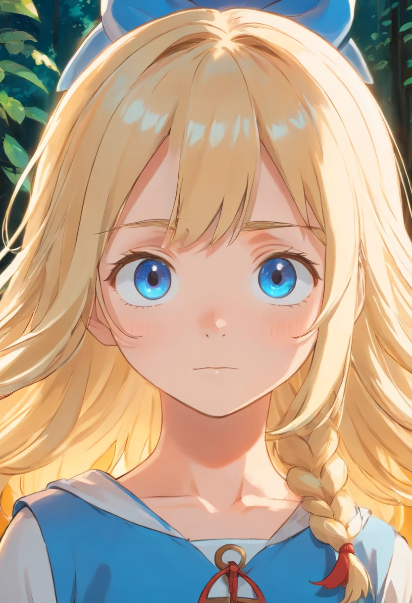 A 7 year old girl with shoulder length blonde hair and blue eyes named Athena