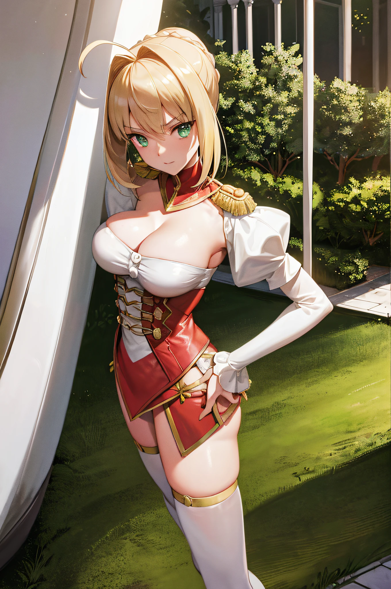 nero claudius, fate, peitos enormes, coxa grande, (pele brilahnte suado: 1.4 ), absurdo, roupa de academia, olho para o espectador, qualidade superior, altamente detalhado, pose sexy, muito detalhado, milf, olhos brilhantes, obra prima, dynamic  lighting, fundo coliseu, alta resolução, foco nitido, profundidade de campo, 1 garota,