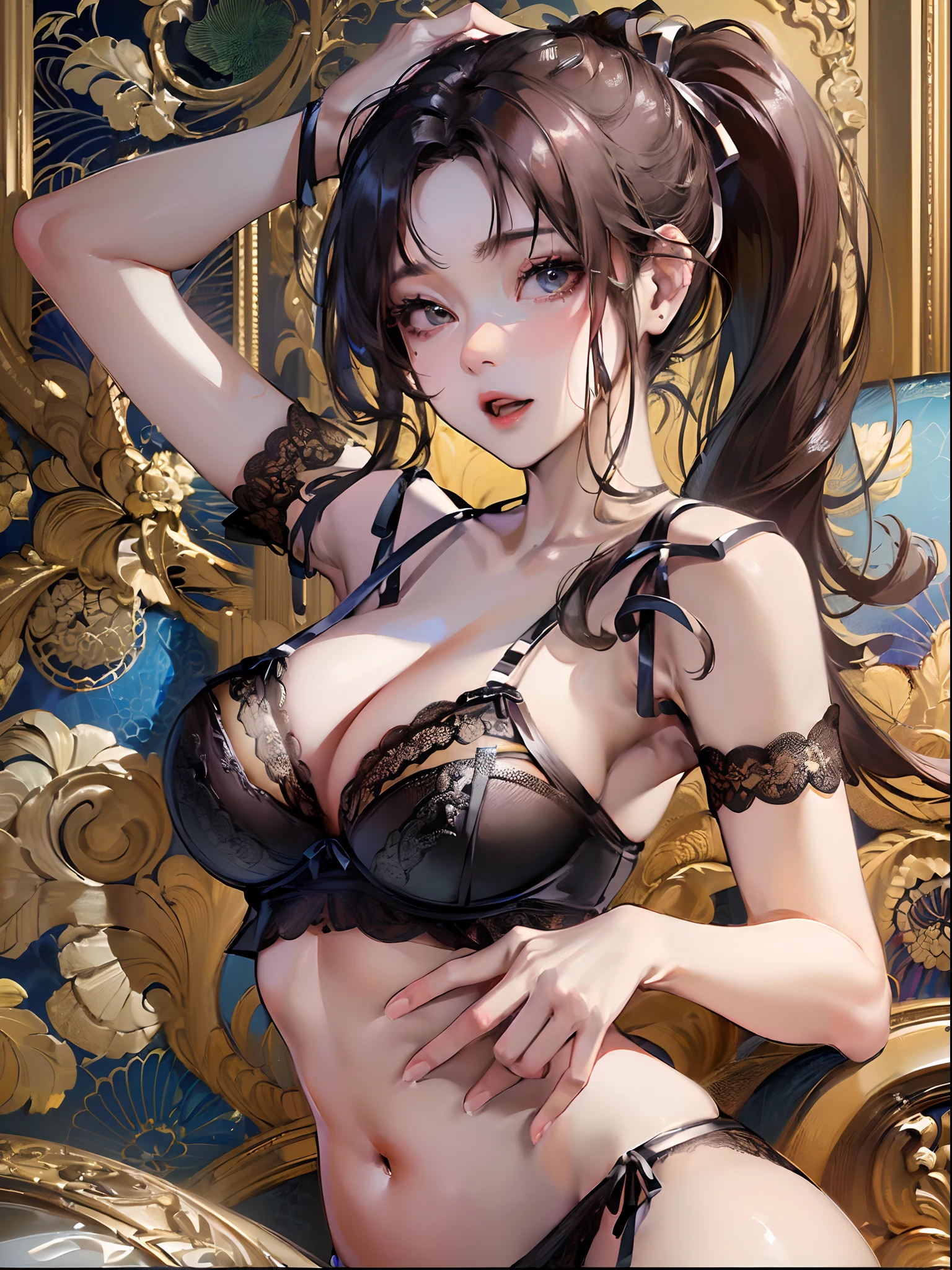 ((Finest quality)),(超A high resolution),(ultra-detailliert),(Meticulous portrayal),((Best CG)),(Finest works of art),Ultra-Precision Art,The art of astounding depiction, (1人の女性:1.5),((appearance々Sexy Lingerie:1.8)),appearance々Hairstyles,