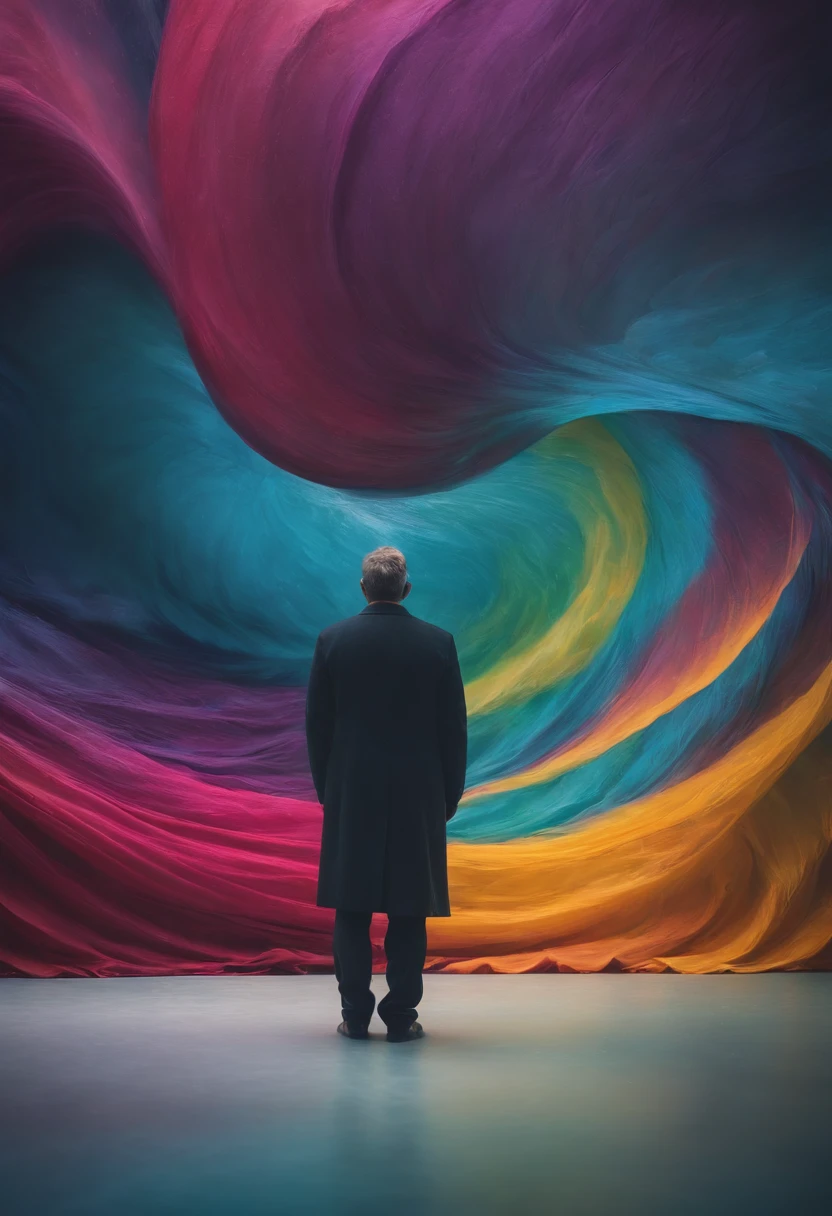 Arafed man standing in front of a colorful wall - SeaArt AI