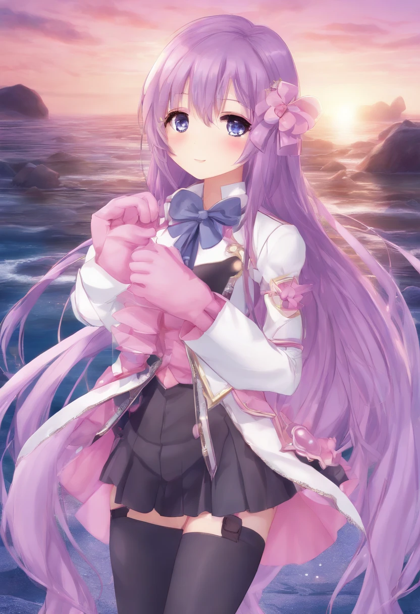 Anime girl with long purple hair and pink gloves, anime manga robot!! Anime Girl, Marin Kitagawa Fan Art, (Anime Girl), Anime Moe Art Style, Anime Style, Anime Best Girl, Anime !!!!!!!!!!!!!!!, Zero Chan Art, Anime Girl, Cute Anime Manga Style, Anime Art Style, Cute Anime Girl [Guess no Ko], Yokoyari Mengo, Idol Singer, Blue Sky, Sunset
