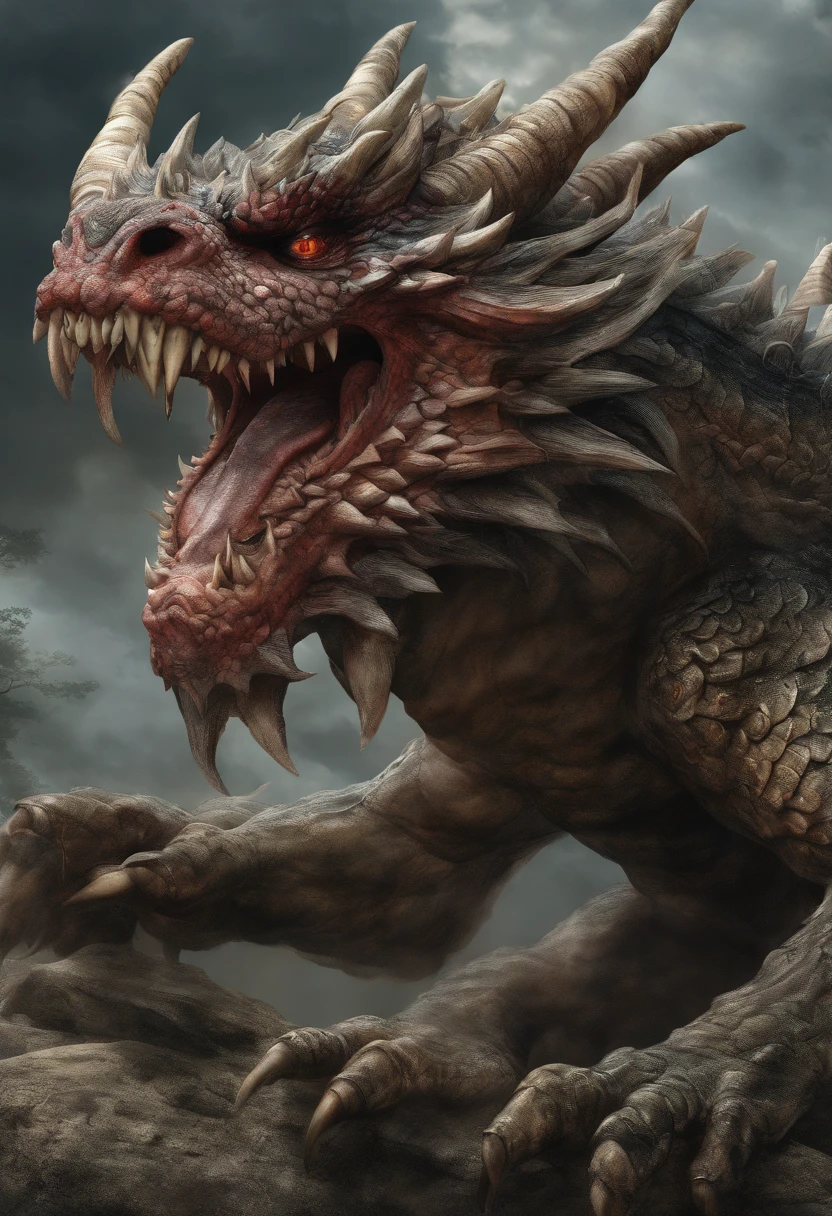 High Resolution, High Quality, Masterpiece. Hyperrealistic hyperrealism. surrealism, overdetalization, golden ratio, «Beware the Jabberwock, my son!
The jaws that bite, the claws that catch!
Beware the Jubjub bird, and shun
The frumious Bandersnatch!», sharp focus, intricate details, digital painting, trending on ArtStation, ultra-high definition , 32K . textures, iridescent and luminescent scales, breathtaking beauty, pure perfection, divine presence, unforgettable, impressive, breathtaking beauty, Volumetric light, auras, rays, vivid colors reflects. Dramatic lighting,