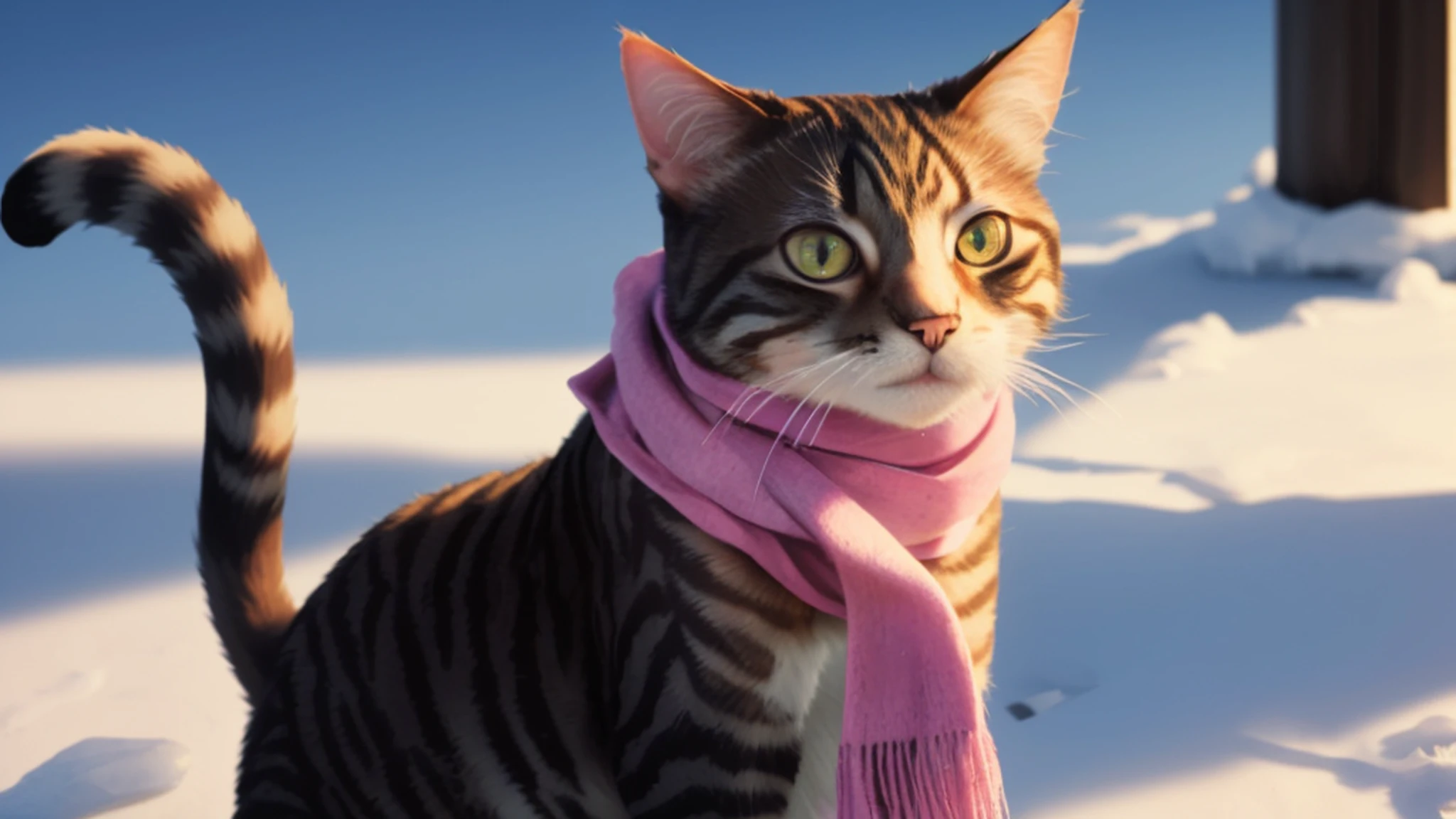 8K, Raw photo, Best Quality, masutepiece,Realistic, Photorealsitic,Clear focus ,Professional Lighting,Front lighting,BRAEK,Cat with a scarf