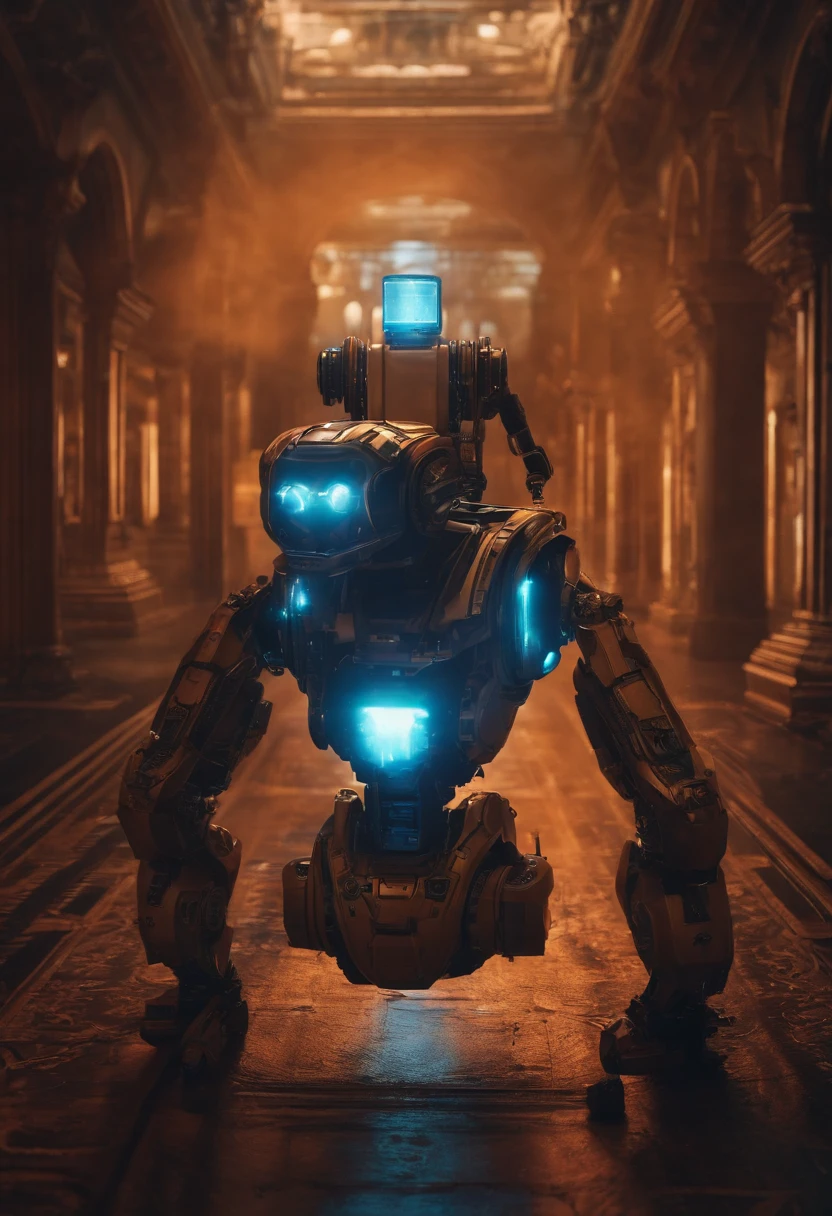 An image that means having technology in your hands , robotico , fondo futurista
