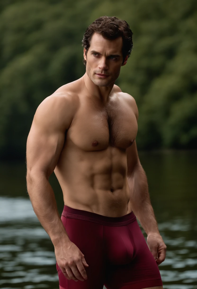 Henry Cavill ?????????? himself only in ?????????. There is a bulge in his tight ????????? and he is showing his armpit hair and is sweaty and oily. He is touching his bulge and ???????? with the camera. Realistic 4k Realism