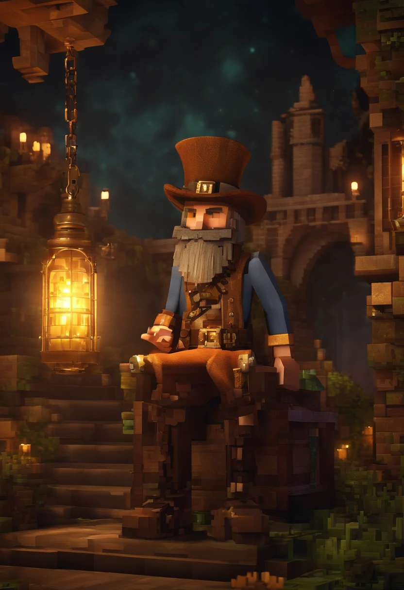 Personaje de Minecraft, steampunk, fondo limpio