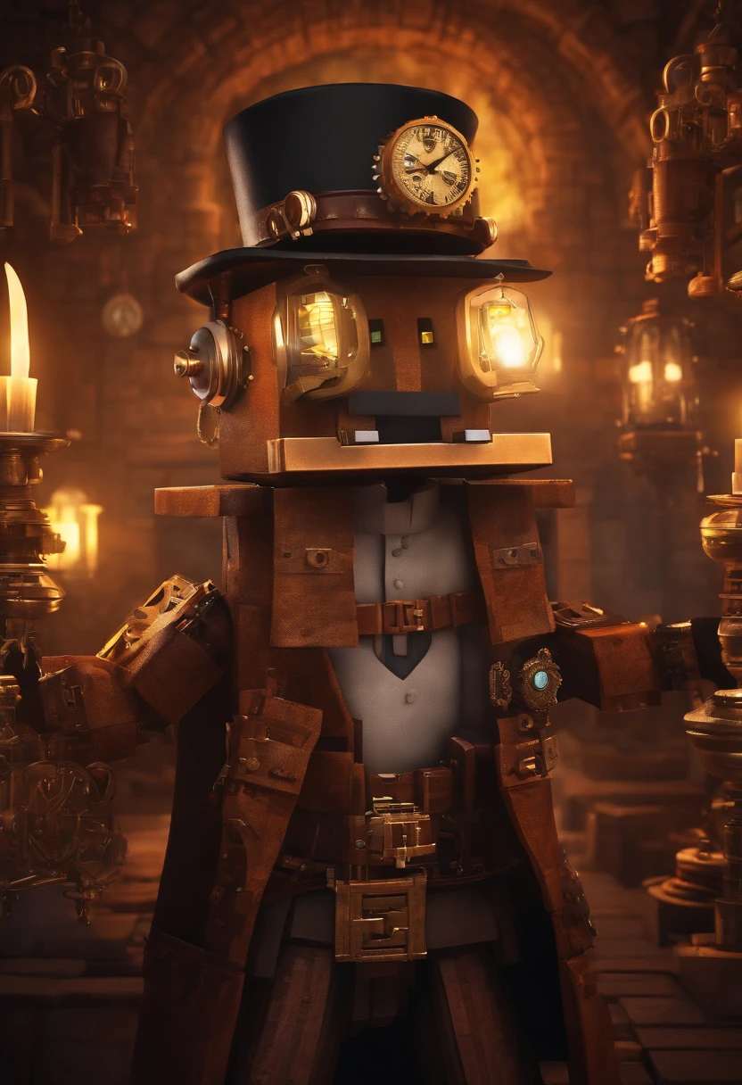 Personaje de Minecraft, steampunk, fondo limpio