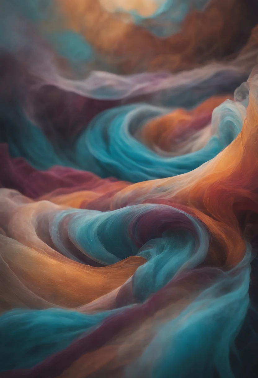 A photograph that captures the poetic symbolism of an abstract sea of swirling colors, representing the ephemeral nature of dreams and the fusion of reality and imagination.