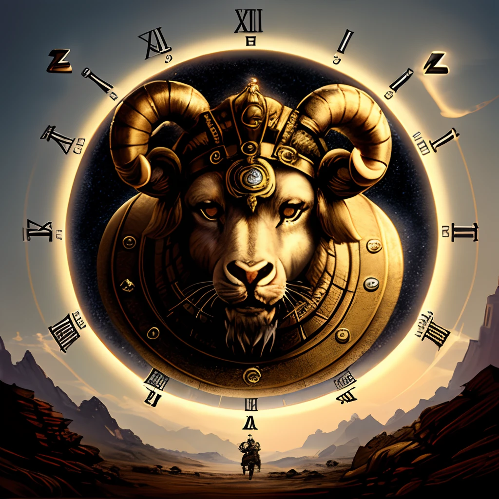 Aries zodiac with the words fortitudinem, et homorem