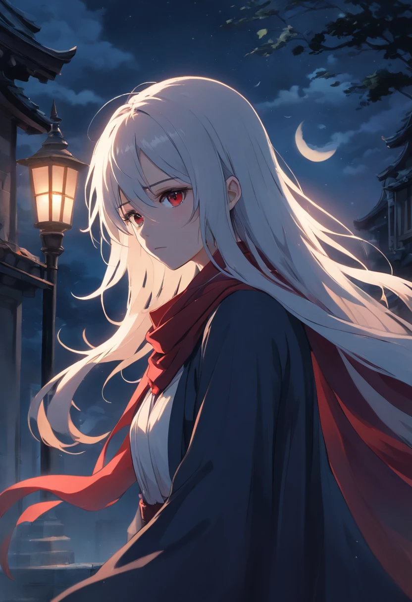 (best quality,4k,8k,highres,masterpiece:1.2),ultra-detailed,(realistic,photorealistic,photo-realistic:1.37),dark cloak,black cloak,face obscured,shadowy figure,mysterious aura,embodiment of darkness,phantasmal,sombre,phantom-like,death personified,demonic presence,veiled identity,disguised person,concealed appearance,mysterious essence,enigmatic,hidden features,eerie atmosphere,ethereal beauty,sad and gloomy,haunting,ghostly essence,delicate white hair,flowing hair strands,flowing red scarf,mourning spirit,forlorn and lonely figure,floating silhouette,ethereal girl,spirit of desolation,haunted presence,majestic and otherworldly,spellbinding,enchanted,mesmerizing,otherworldly sophistication,stormy background,whispers in the night,spellbound moments,spellbinding enchantress,ethereal enchantment,sorrowful countenance,haunted memories,silhouetted against the moonlight,lingering in the shadows,whispering secrets to the night breeze,frozen in time,memories of a lost soul,veil of darkness,unseen face,shrouded in mystery,melancholic beauty,pale,transcendent,aching heart,lonely tears,touched by sorrow,haunting loneliness,forgotten dreams,darkness looming,fading into the night.