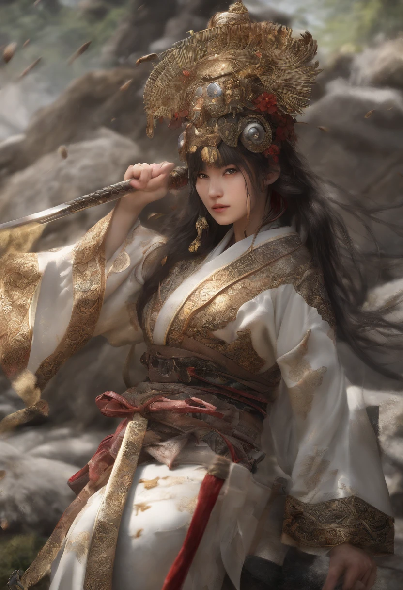Melhor qualidade, altamente detalhado, 1 European woman, Cabelos castanho, Feet with shoes, vestindo kimono grande, usando sapatos, sem nudez, espadachim, guerreira, huntress, Dragon Breath, mountain scenery, floresta, luta batalha, destruction, poder fluindo, katana, imagem de corpo inteiro usando kimono fechado, guerra, destruction, fogo, batalha, Oni Hunter, era taisho, medieval, poder fluindo do corpo
INFO