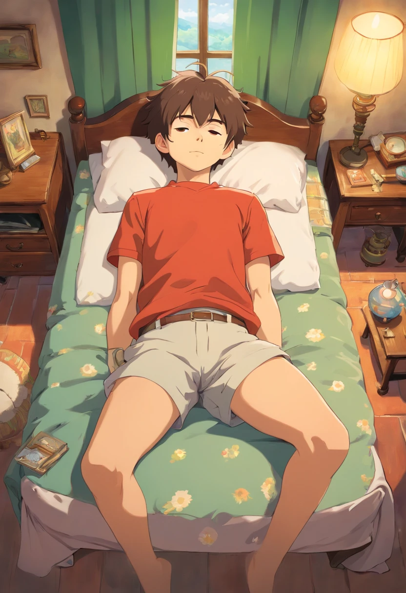 same boy laying on his bed and ready to sleep