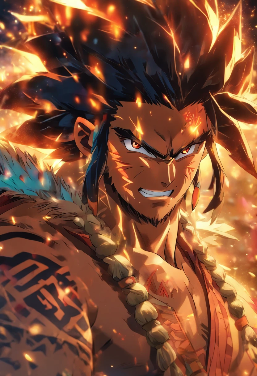 (((Abaangui))) melhor qualidade, ultra-high-resolution, CG detalhado em 4K, obra-prima, deus indigena, lua minguante, mitologia indigena,brasil, esthetic, ((sem nariz)), bela imagem, centrada na tela, corpo inteiro