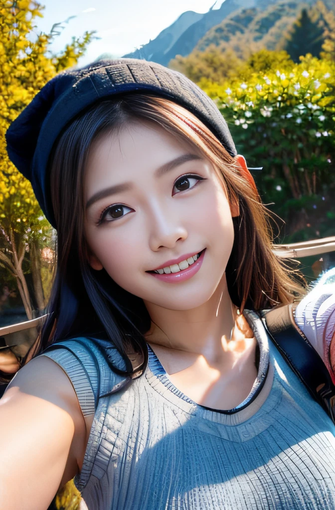 (Upper body selfie:1.3),Winter climbing,With a superb view from the summit in the background,Beautiful sunrise,Remove the beam from above,Backlighting,Generate images of beautiful women around the world,Especially while reflecting elements of Western beauty.Woman with natural smile and attractive expression,Woman with natural smile and attractive expression,Transparent skin,sparkle in eyes,Expresses an elegant atmosphere,,Solo, backpack,knit hat,Sweaters,gloves,Mountain boots,water bottle,Camping stove,kettle,mug,Single-person tent,strong wind blowing,blizzard,Hair fluttering in the storm,(The 8k quality,masutepiece,top-quality,Ultra-high resolution output image,),(Highly detailed raw photos:1.3),(Image Mode Ultra HD),