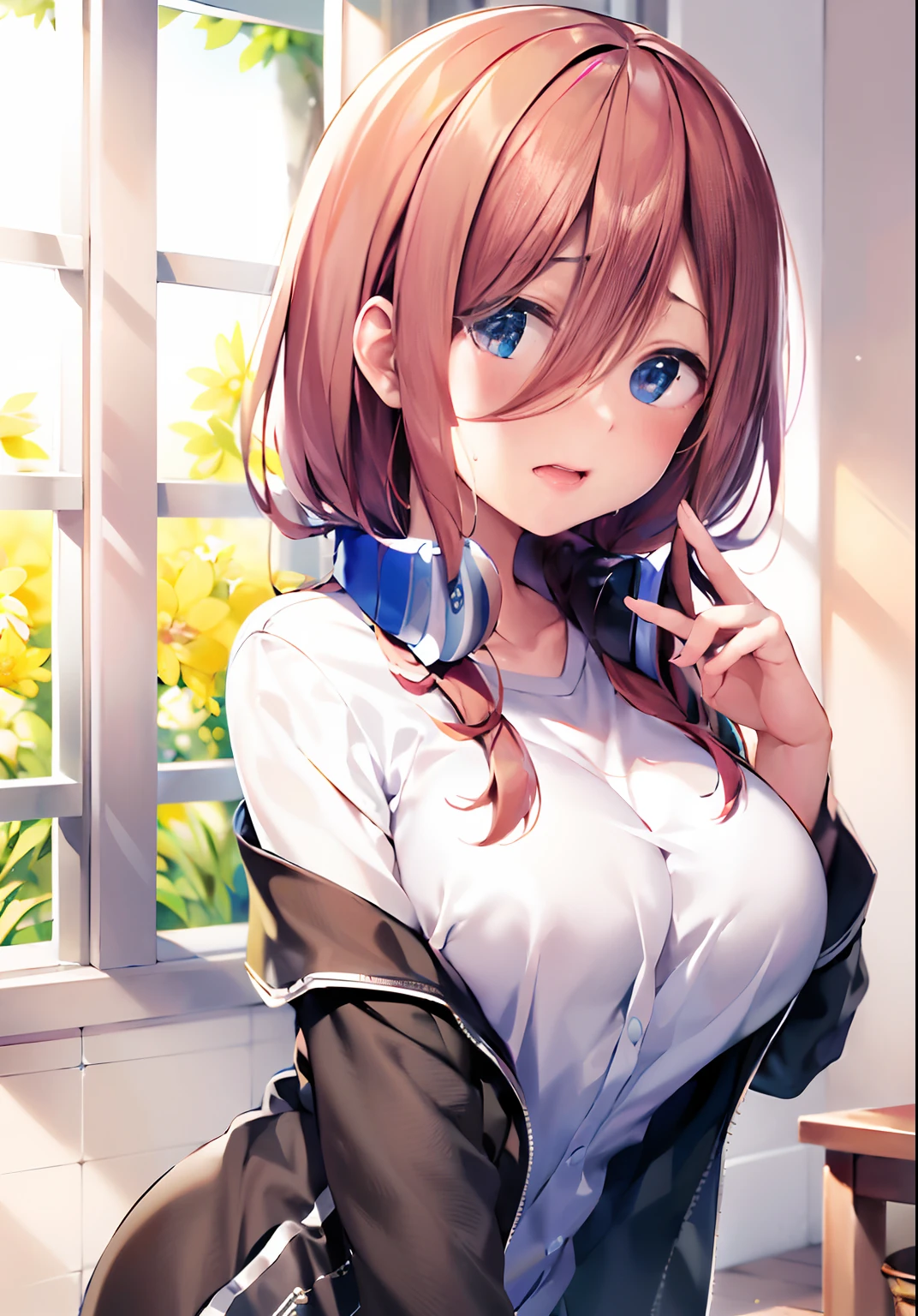 top-quality、study（1:6）、Full-length images of the highest quality、Highly detailed anime super detail、​masterpiece、tre anatomically correct、Detailed hand、（study:1.6)、8K、I love my tides、Upper line、High School Uniform、Sweat profusely、Delicious looking face、Moisturizing skin、(eye glass:1.3)、Detail Eye、NSFW、Lustrous hair、、Frontal view、