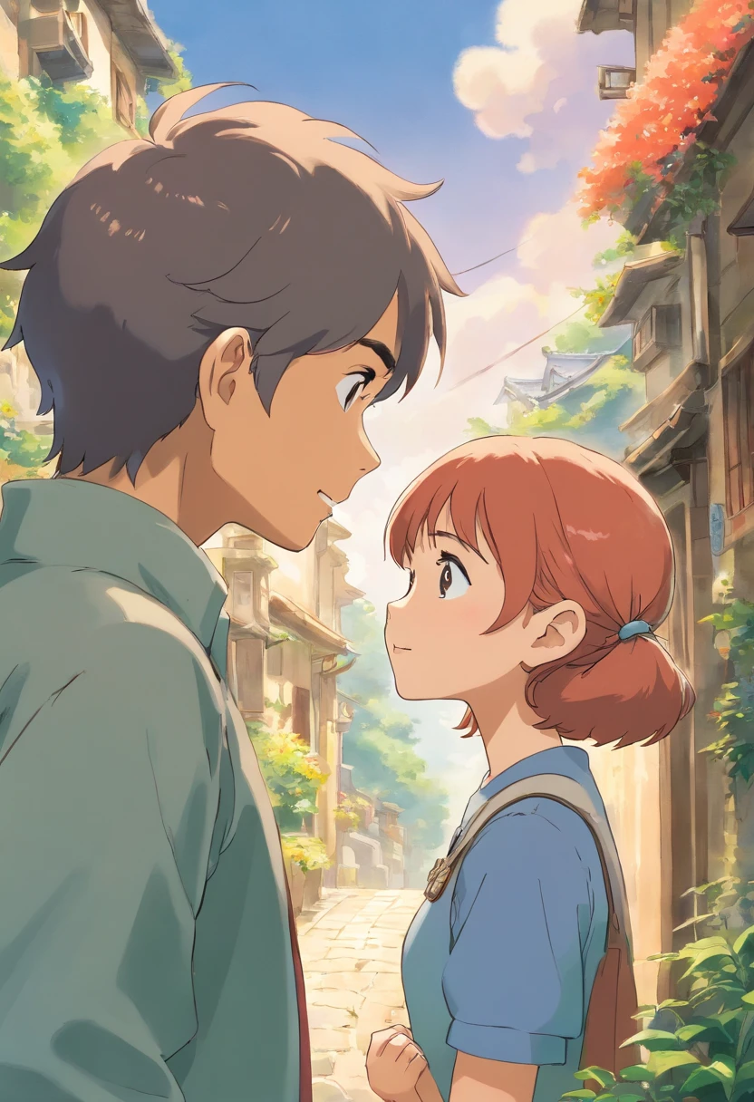 Same boy talking with a lady