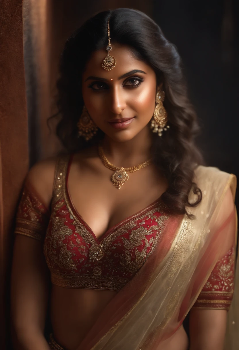 indian sexy girl big boobs, shy, transparent dress, full body,Camera F1.6 Lens Rich Color Ultra Real Realistic Realistic Textures Dramatic Lighting Unreal Engine Trending at Art Station Cinestill 800,