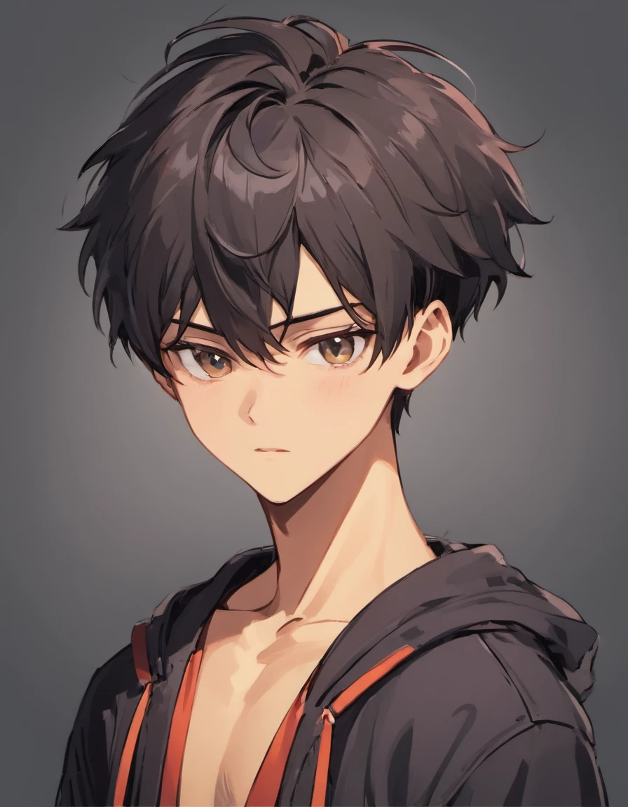 A detailed photograph of a 17-year-old boy , energetic, carismatic, y un personaje con el que se puede relacionar y que irradia positividad. They have a warm and approachable demeanor looking directly at the camera, De pie derecho, Manos relajadas, Square jaws, Cara masculina, Peinado de librito, Aspecto pulido, Con un hermoso estilo casual , Textura detallada de la ropa Textura realista de la piel, fondo negro, foco nítido, Front view, Tiro de cintura para arriba, alto contraste, Strong backlight, Dark Color Action Film LUT, cinematic luts
