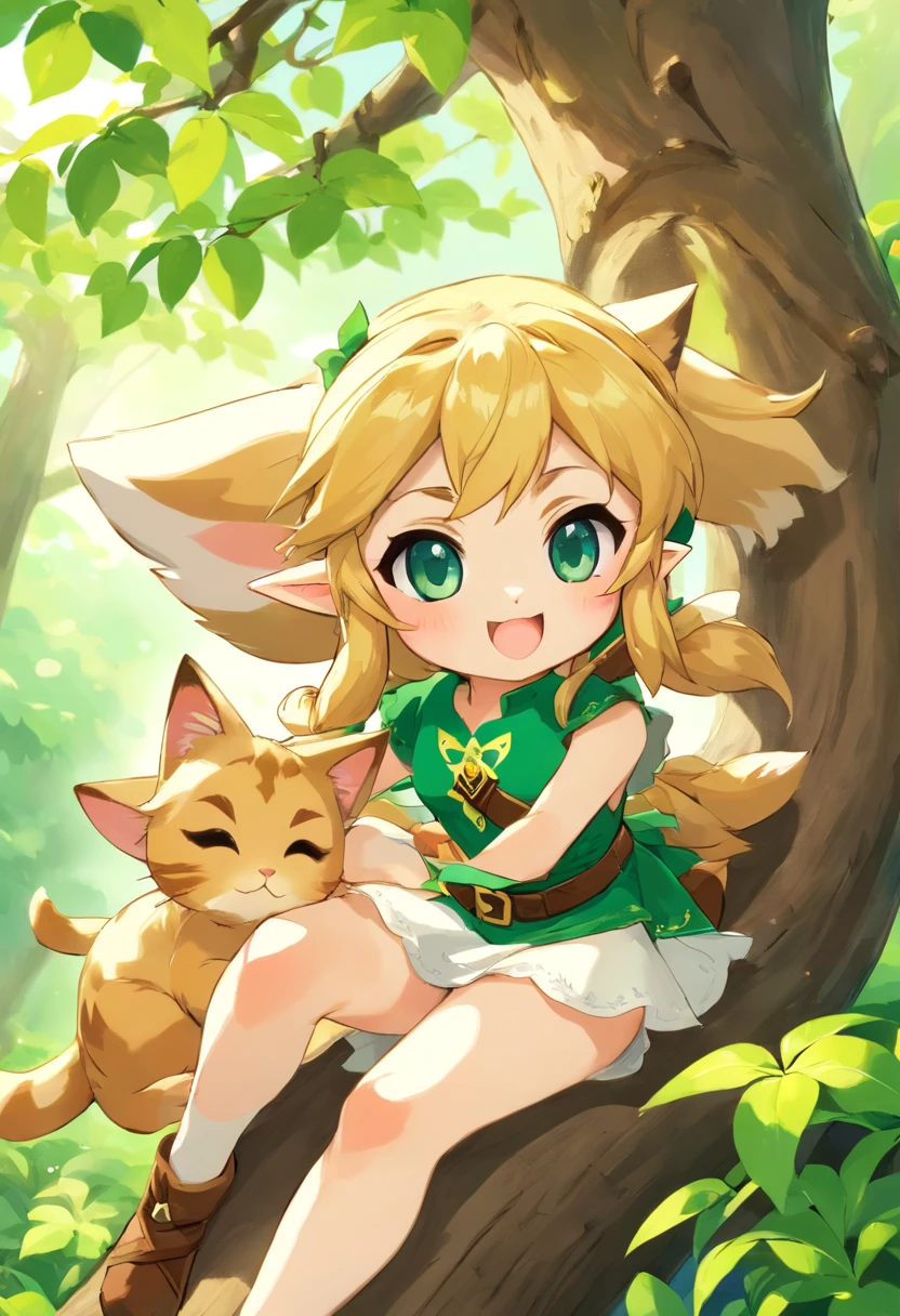 Cute cat and lolir on the tree