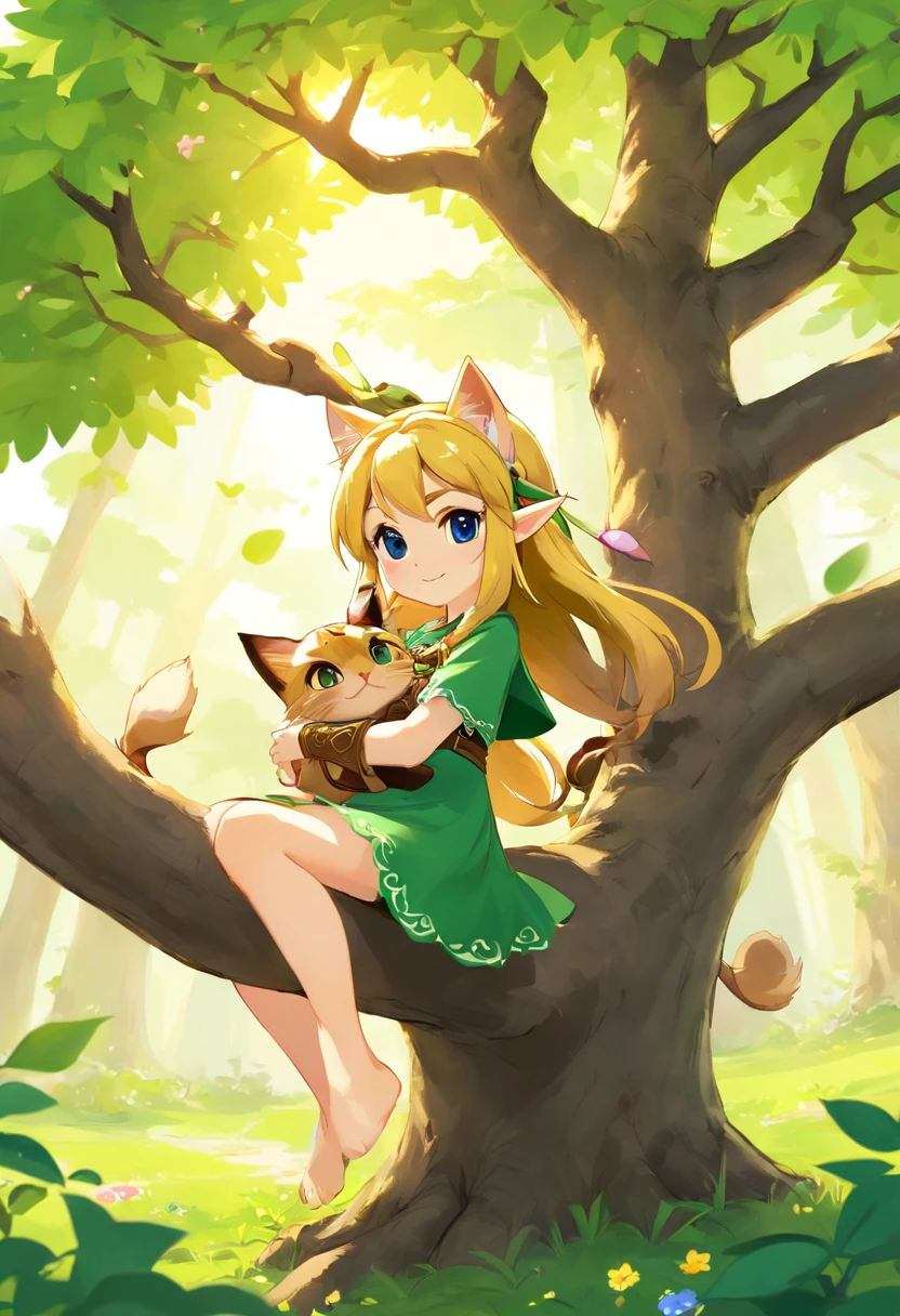 Cute loli cat and loli sher on the tree