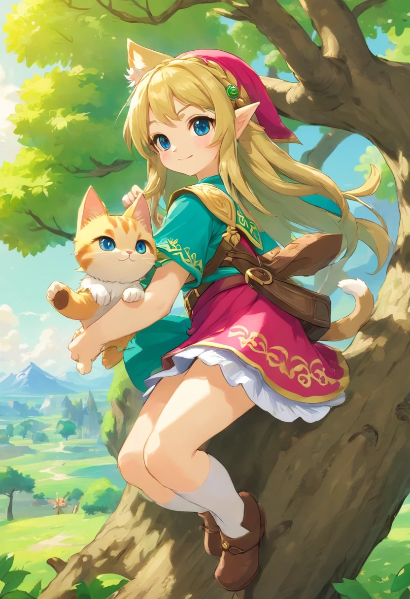 Cute cat and lolir on the tree