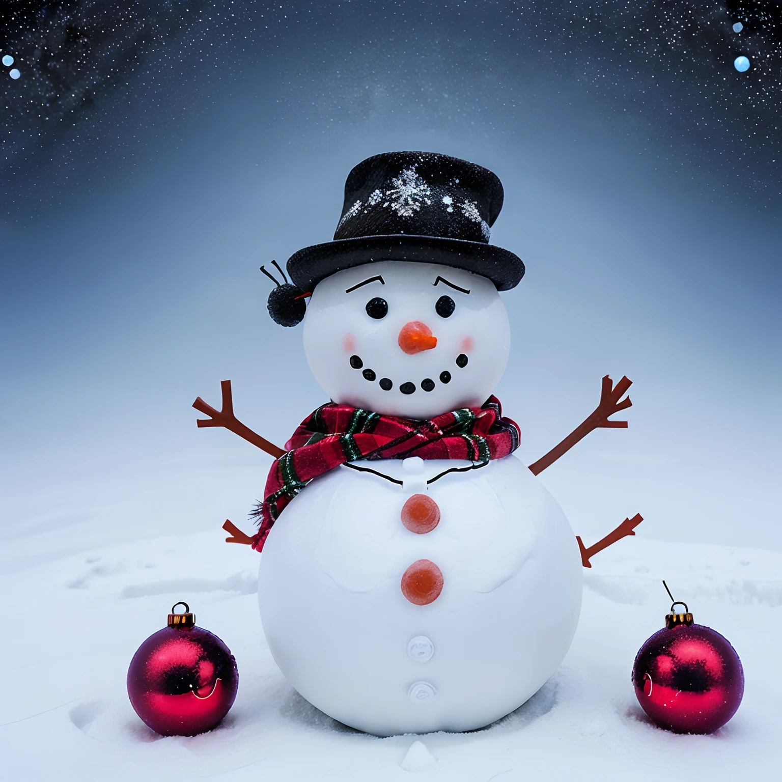 Christmas background snowman with a space to put someone next to it