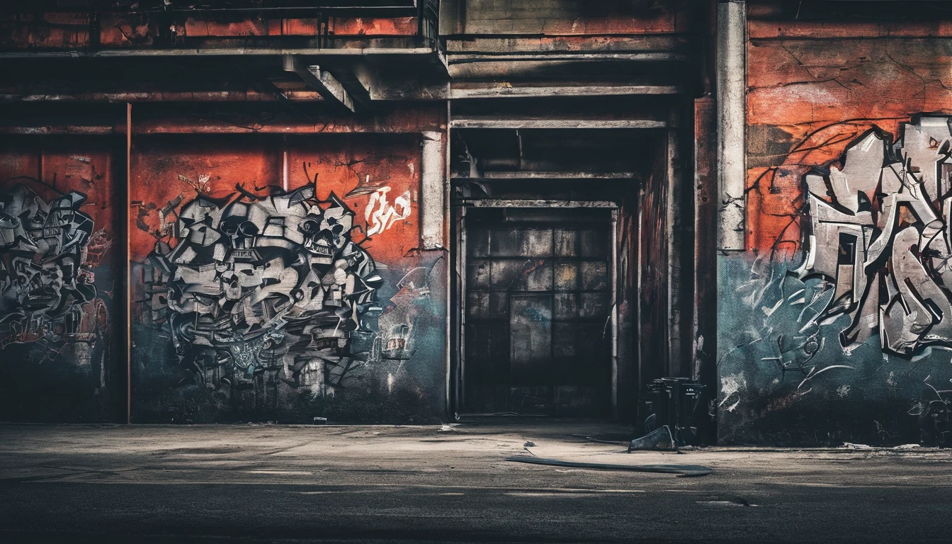 (dark and grungy aesthetic),(best quality,4k,8k,highres,masterpiece:1.2),ultra-detailed,(realistic,photorealistic,photo-realistic:1.37),grim,dark,hazy atmosphere,moody lighting,gloomy shadows,dirty textures,rough edges,graffiti-covered walls,abandoned buildings,twisted metal,blurred motion,mysterious figures,sinister undertones,urban decay,industrial landscape,desolate streets,harsh contrast,monochrome palette,distorted perspectives,tangled wires,broken glass,enclosed spaces,haunting vibes,stray cats,flickering streetlights,foggy alleyways,loud sirens,distant echoes,gritty details,secrets lurking,cold and damp,urban underbelly,raw energy,undiscovered corners,macabre beauty,untamed darkness,transient moments,unseen dangers,hidden stories.