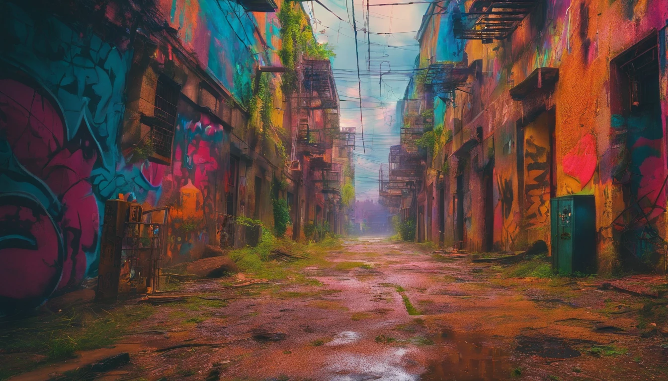 (dark and grungy aesthetic),(best quality,4k,8k,highres,masterpiece:1.2),ultra-detailed,(realistic,photorealistic,photo-realistic:1.37),grim,dark,hazy atmosphere,moody lighting,gloomy shadows,dirty textures,rough edges,graffiti-covered walls,abandoned buildings,twisted metal,blurred motion,mysterious figures,sinister undertones,urban decay,industrial landscape,desolate streets,harsh contrast,monochrome palette,distorted perspectives,tangled wires,broken glass,enclosed spaces,haunting vibes,stray cats,flickering streetlights,foggy alleyways,loud sirens,distant echoes,gritty details,secrets lurking,cold and damp,urban underbelly,raw energy,undiscovered corners,macabre beauty,untamed darkness,transient moments,unseen dangers,hidden stories.
