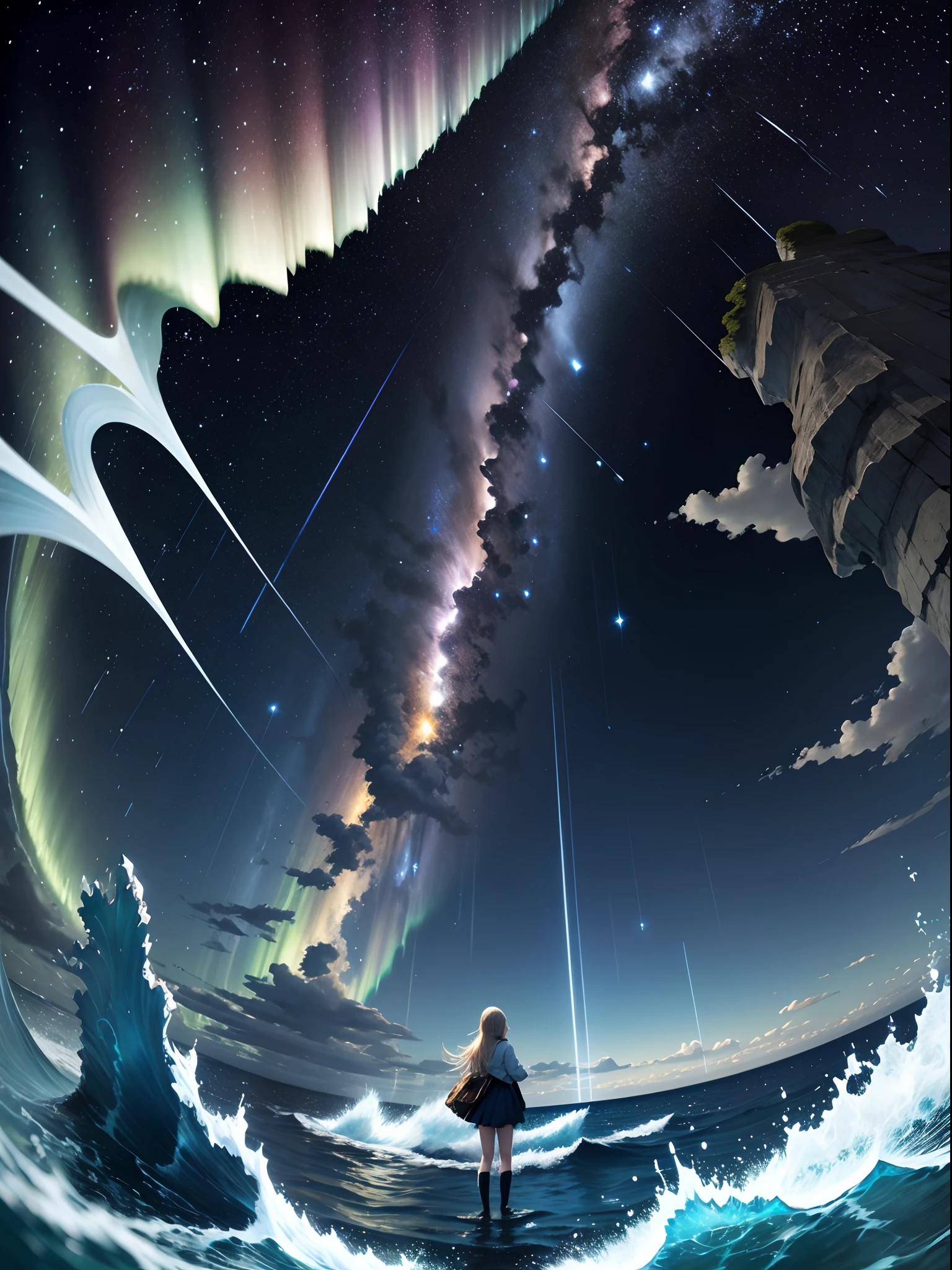 Mare、Cracking Sea、Yuki、lightning bolt、Cracking Screen、The world revolves、You and me、World Tree、serene、shooting stars、meteorite、Aurora、realisitic、