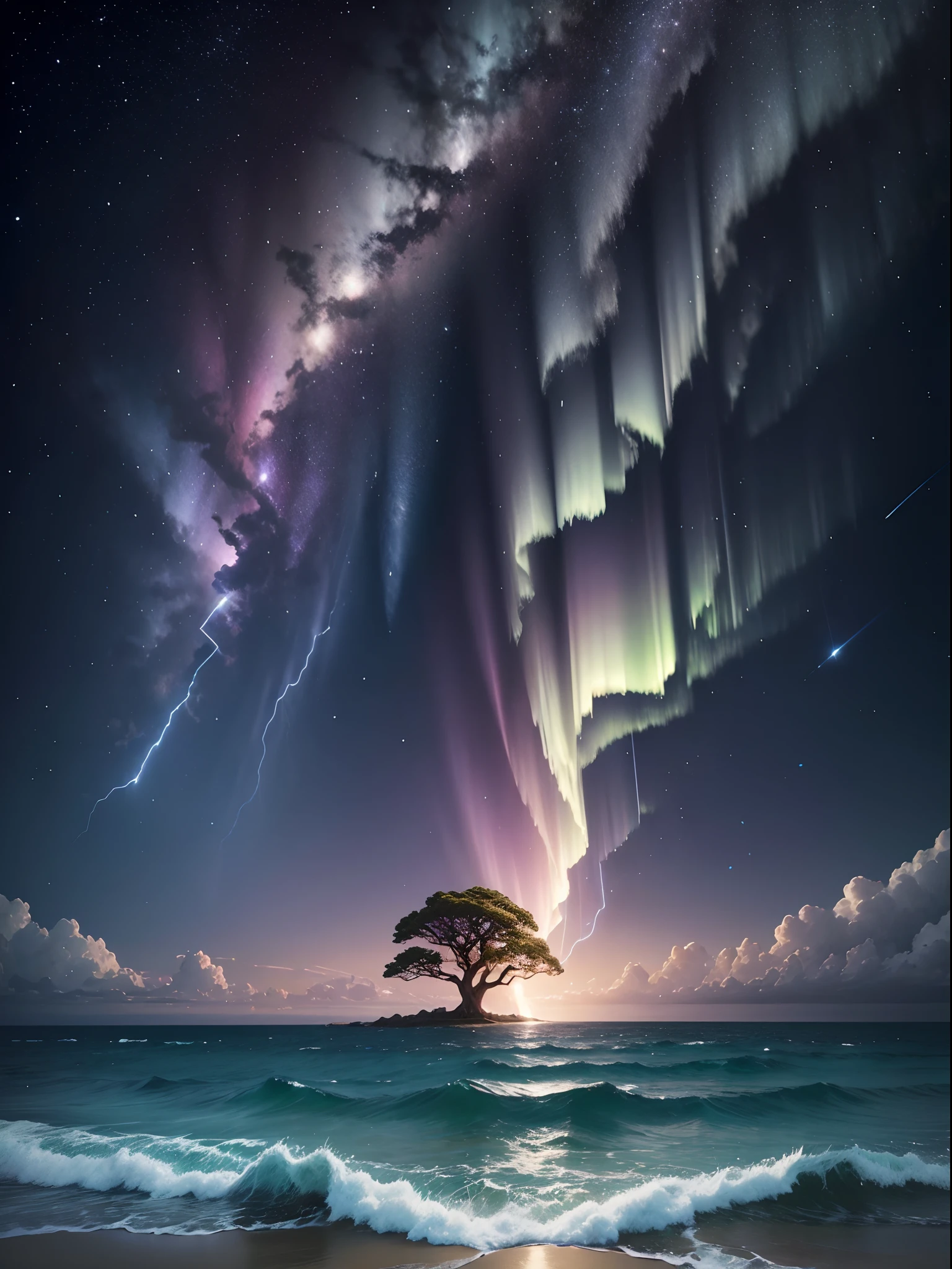 Mare、Cracking Sea、Yuki、lightning bolt、Cracking Screen、The world revolves、You and me、World Tree、serene、shooting stars、meteorite、Aurora、realisitic、