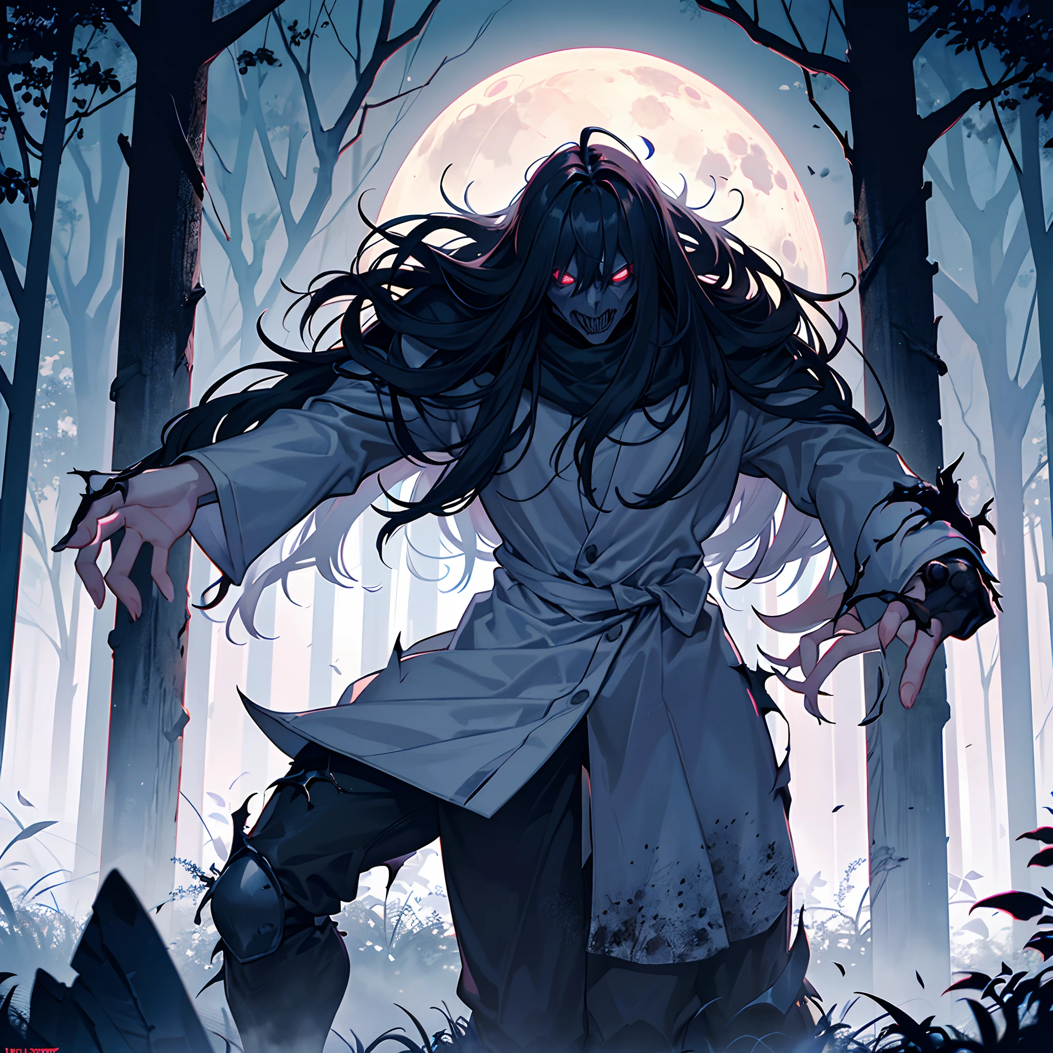"Describes in detail the appearance and origin story of an original character called 'The Shadow of Sighs', a terrifying being that feeds on people's deepest fears and only manifests itself during full moon nights in a dark abandoned forest. It details his physical appearance, his supernatural abilities and how he terrorizes those who venture into his territory."