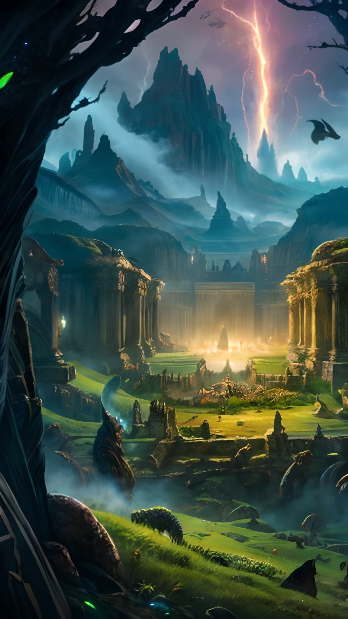 (Best quality, A high resolution, Masterpiece:1.2), Detailed illustration, mythological creatures, Vibrant colors, Dramatic lighting, majestic landscape, ancient civilizations, Enigmatic Atmosphere, Epic battles, Legendary monsters, Intricate details, Fantasy beasts, mythological beasts, magical aura, surreal scenery, dreamlike landscapes, mysterious creature, Whimsical elements, Legendary adventures, A fascinating world, Otherworldly creatures, Extraordinary creatures, Ancient legends, Mythological realm, an epic fantasy, Awe-inspiring sights, Intricate patterns, Ethereal beauty, Breathtaking images, Hybrids in mythology, Engaging artwork