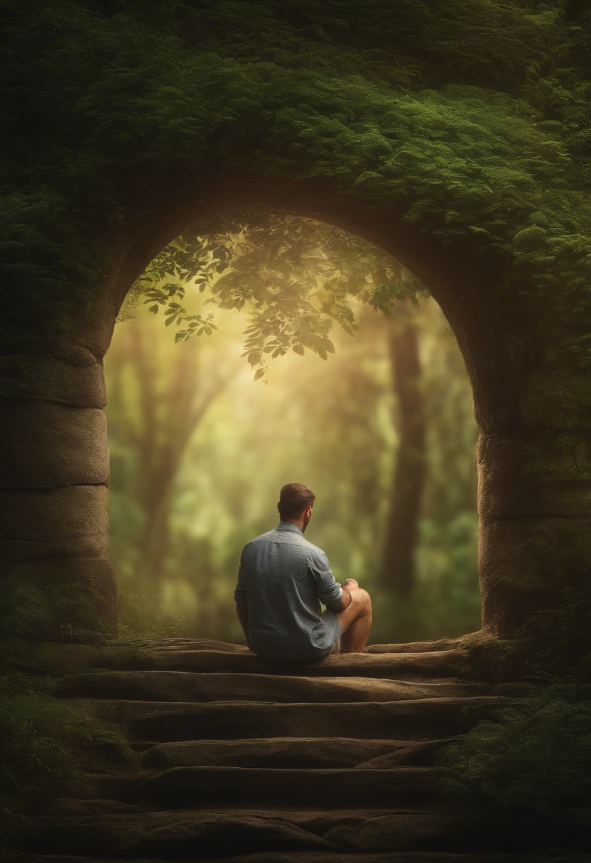 Uma imagem de uma pessoa contemplativa, pensativa, talvez olhando para o horizonte, indicating introspection and learning from mistakes. foto ultra realista.