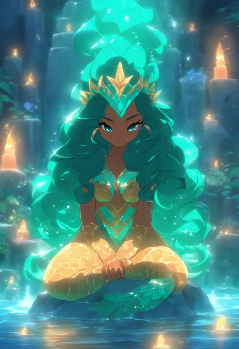 (((Ninkasi))) best quality, ultra-high resolution, 4K detailed CG, masterpiece, goddess Sumeria, long hair, black hair, sitting on stone, aesthetic, Sumeria, ((mermaid sitting on stone)), beautiful image, centered on the screen,