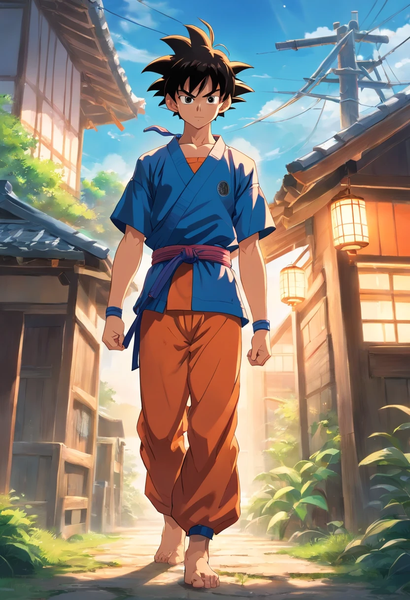 Teen Goku, outdoors ruala village, martial arts training