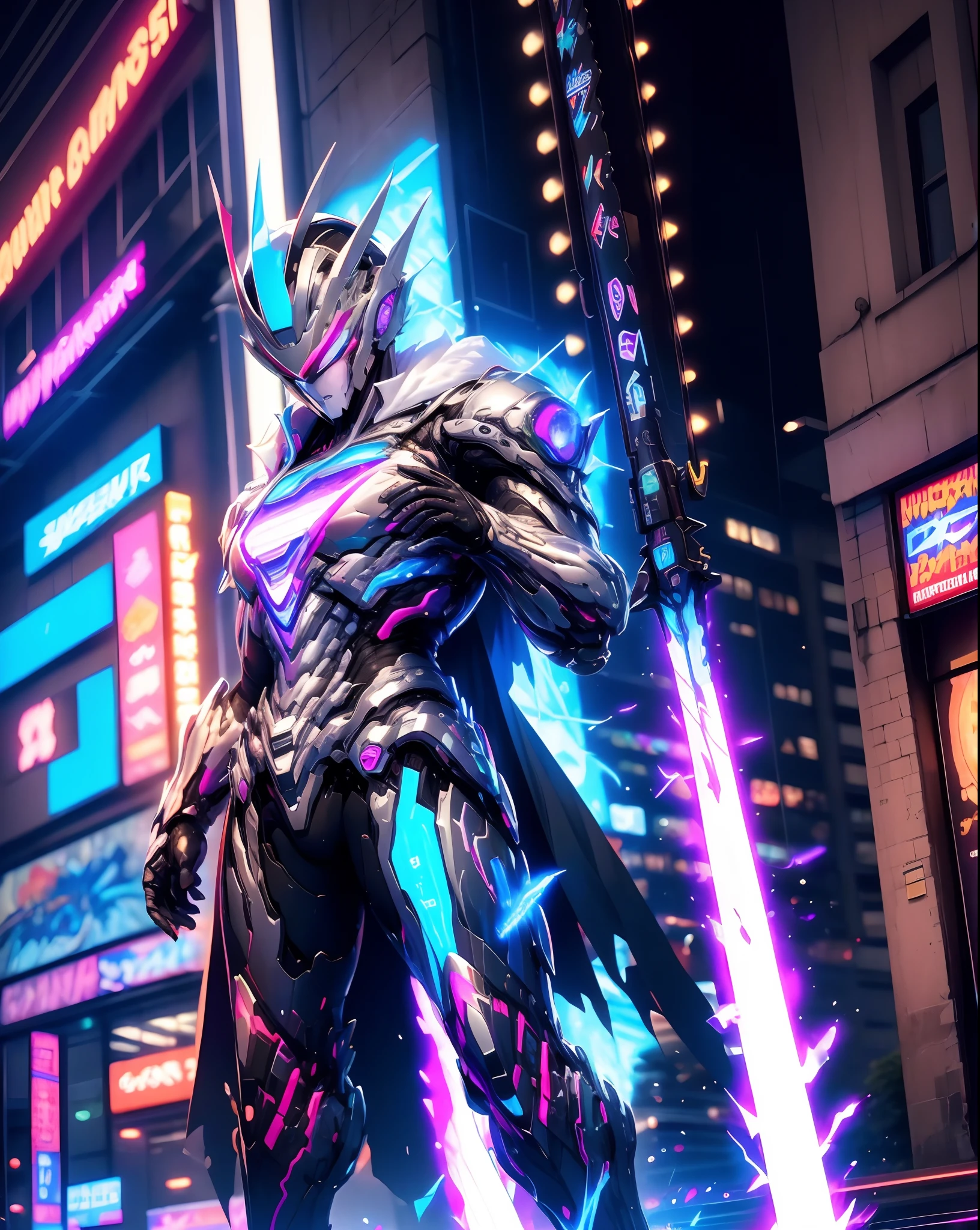 White Superman from DC, neon ring on background, cyberpunk art style, cyberpunk style, cyberpunk style, cyberpunk character, hyper-realistic cyberpunk style, cyberpunk color, powerful lighting, motion synchronization, dynamism, charged energy, hot action