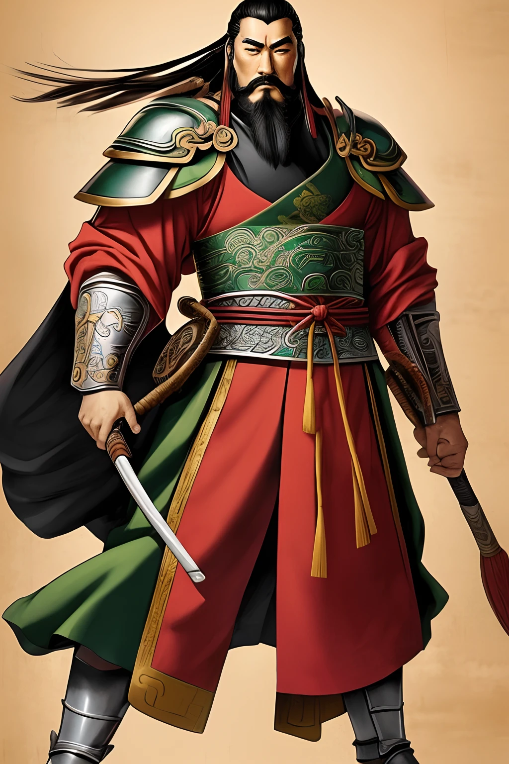 Arte inspirada de Hiroaki Samura, Guan Yu, mais conhecido como Kwan Kung, foi um dos maiores guerreiros da China Antiga, ele era muito forte e temido por seus inimigos, one of the most loyal warriors and sworn brother of Liu Bei and Zhang Fei, He also had an adopted son, Kwan Ping e um de sangue, Kwan Xing.