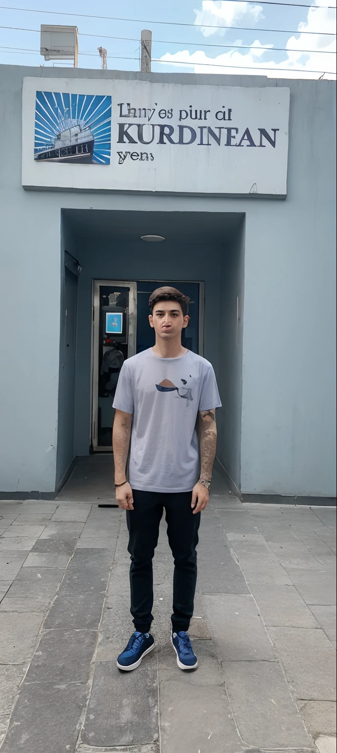 Make him cartoon and his shirt is blue and his pant is black , nice boy full hd