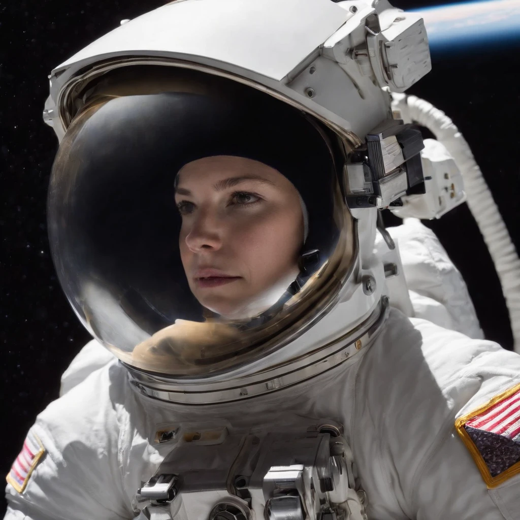 Astronaut with detail in scientific style to be printed on a blouse with black background