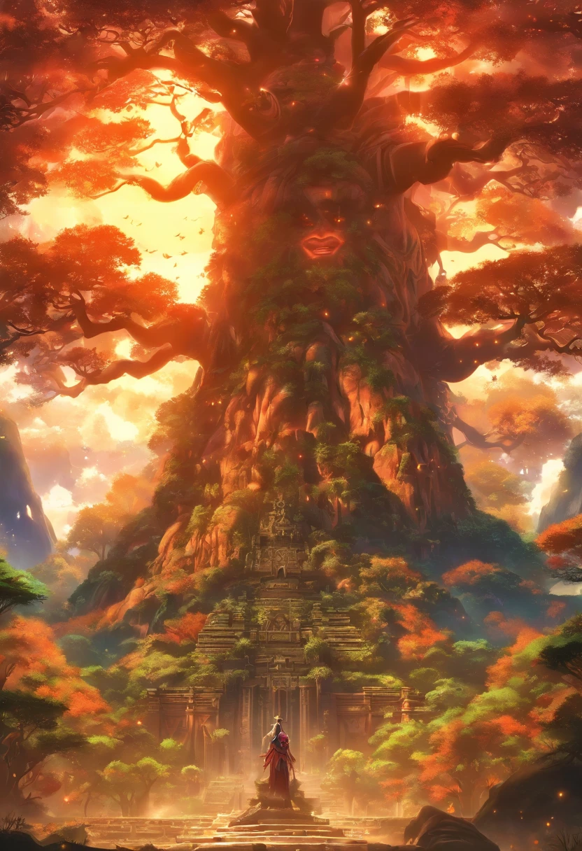 (((Tāne Mahuta))) best quality, ultra-high resolution, 4K detailed CG, masterpiece,maori god,tree god,aesthetics,sumeria, ((tree goddess)), beautiful image, screen-centered,