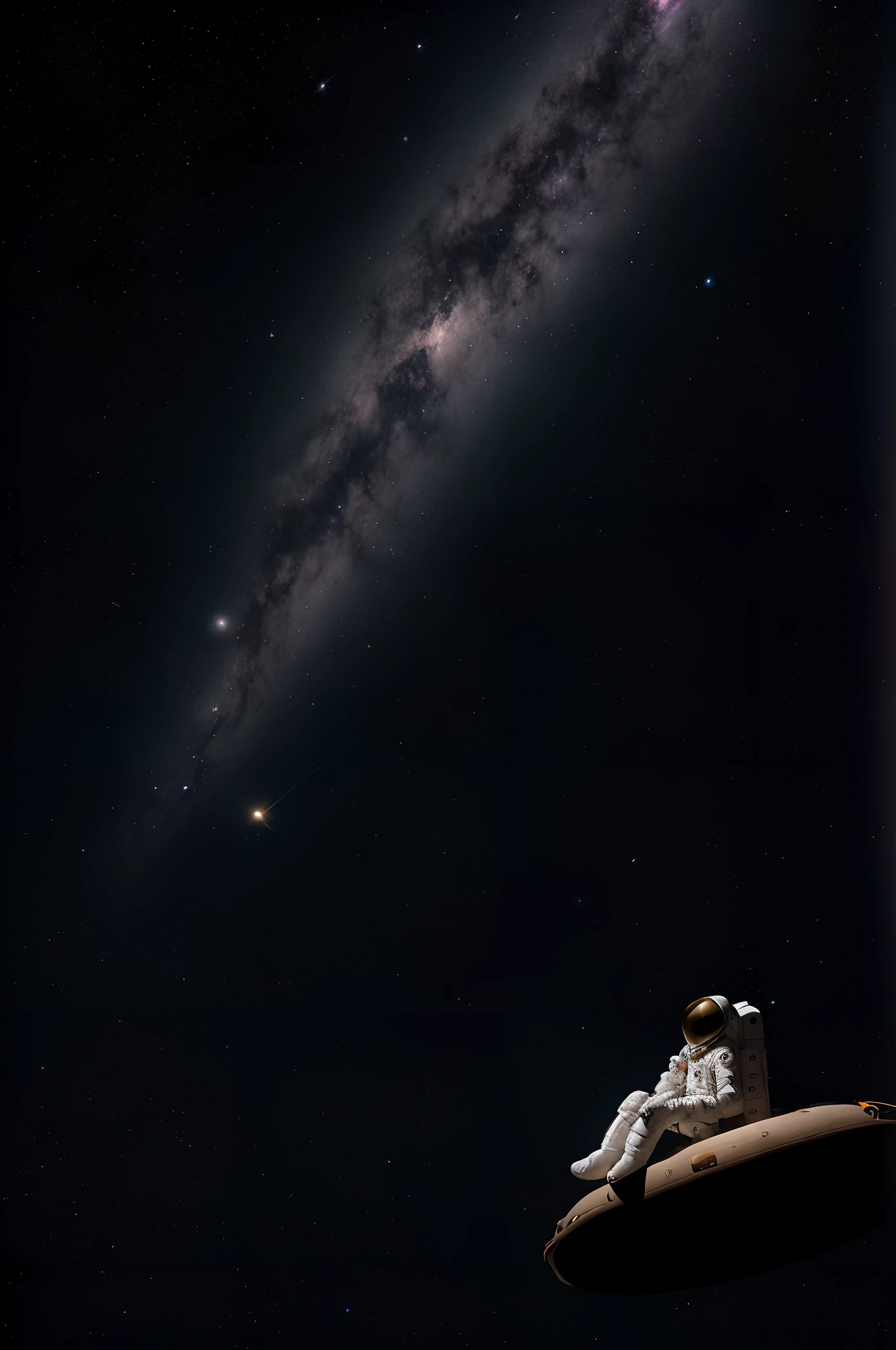Astronaut floating in space with galaxy in background