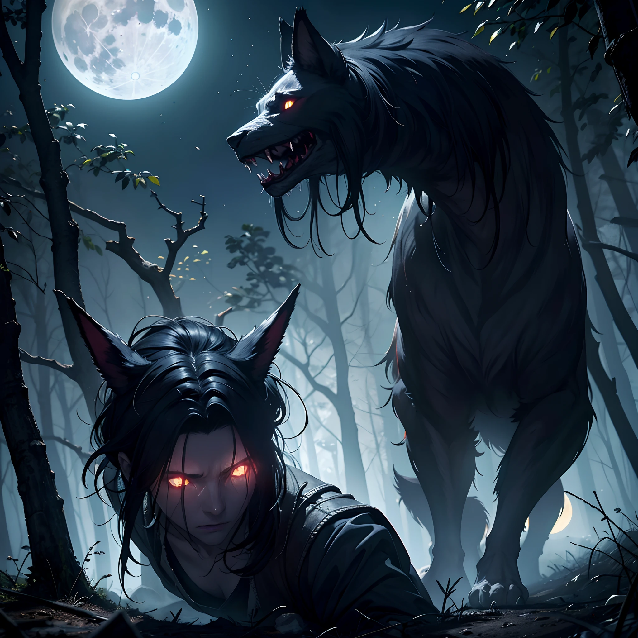 "Describe en detalle la apariencia y la historia de origen de un personaje original llamado 'La sombra de los suspiros', A terrifying being that feeds on people's deepest fears and only manifests during full moon nights in a dark abandoned forest. Detailing Your Physical Appearance, his supernatural abilities and how he terrorizes those who venture into his territory."